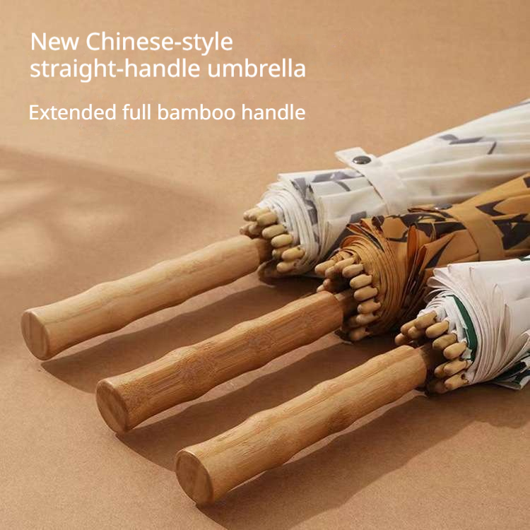 Golf Umbrella Large - Большой бамбуковый зонт в ретро-стиле, выполненный